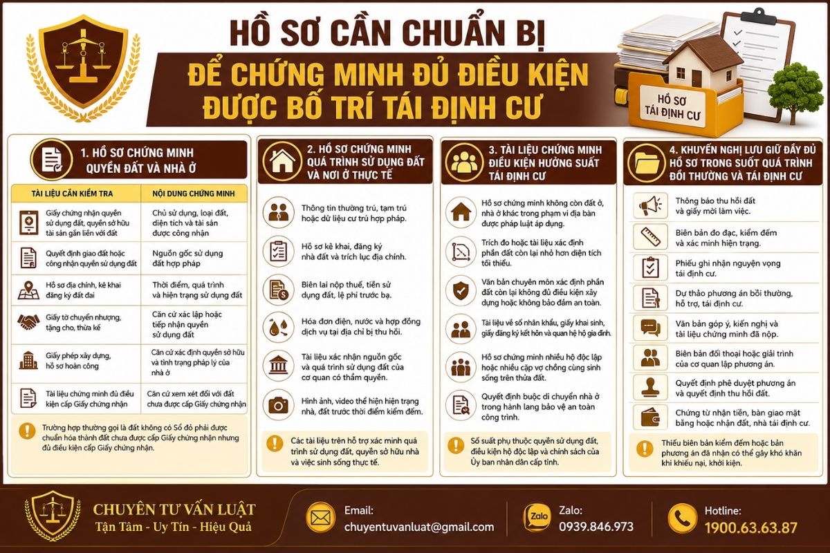 Hồ sơ chứng minh đủ điều kiện bố trí tái định cư khi thu hồi đất